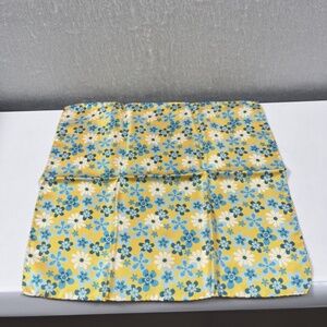 Vintage Peter Elliot Small Silk Scarf Italy Handmade Yellow Blue Floral